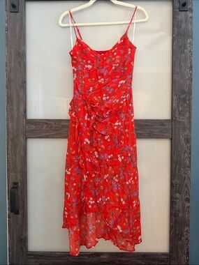 $178 msrp RAYS FOR DAYS red floral CLEMENTINE midi DRESS size XS